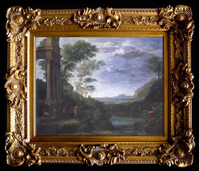framed  Claude Lorrain Landscape with Ascanius Shooting the Stag (mk17), Ta012